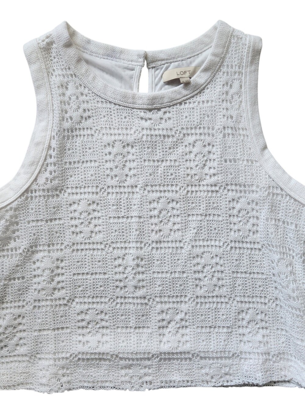 LOFT White Crochet Tank Top
